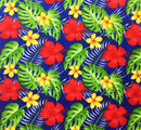 All over Tropical Flowers Cotton Fabric | Islands Fabric
