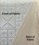 Depiction of the front and back for Geometric Floral Panel Polyester Foil Fabric