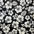 Black colored Hibiscus Flower Polyester Fabric