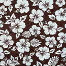Brown colored Hibiscus Flower Polyester Fabric