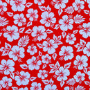 Red colored Hibiscus Flower Polyester Fabric