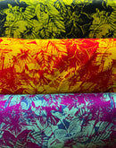Swatches of Hibiscus Plumeria Tropical Leaves Fabric