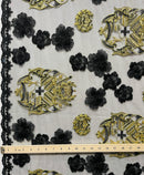 Black Hibiscus Flowers Tonga Seal Lace | Islands Fabric