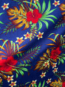 Hibiscus Monstera & Plumeria Flower Clusters Cotton Fabric | Islands Fabric