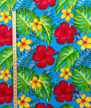 All over Tropical Flowers Cotton Fabric | Islands Fabric