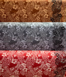 Polynesian Hibiscus & Plumeria Flowers Traditional Tattoo Single Border Poly-Cotton Fabric | Islands Fabric
