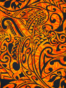 Polynesian Tribal Stems & Leaves All Over Design Cotton Light Barkcloth Fabric | Islands Fabric