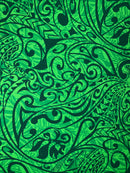 Polynesian Tribal Stems & Leaves All Over Design Cotton Light Barkcloth Fabric | Islands Fabric