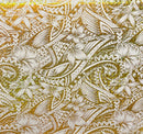 Hibiscus Plumeria Polynesian Tattoo Polyester Foil Fabric | Islands Fabric