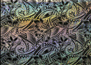 Hibiscus Plumeria Polynesian Tattoo Polyester Foil Fabric | Islands Fabric