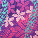 Plumeria Curved Double Border Peachskin Fabric| Islands Fabric