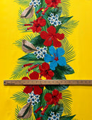 Tropical Flowers middle Border Peachskin Fabric | Islands Fabric