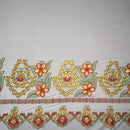 Floral Embroidered Border Polyester Fabric| Islands Fabric