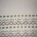 Plumeria Flower Embroidered Double Border Polyester Fabric | Islands Fabric