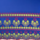 Hibiscus Double Border Embroidered Polyester Fabric| Islands Fabric