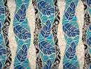 Monstera Tribal Print Polyester Glitter Fabric | Islands Fabric