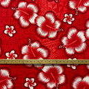 Hibiscus Traditional Tattoo Background Cotton Fabric | Islands Fabric