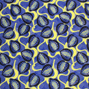 Blue and Yellow Leaves Printed Spandex Fabric | Blue Moon Fabrics