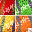 Plumeria Curved Double Border Peachskin Fabric| Islands Fabric