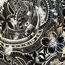 Black Pua Tatau Peachskin Fabric