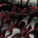 Fiery Glittered Flocked Stretch Mesh Fabric | Blue Moon Fabrics