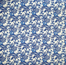 Blue colored All Over Hibiscus Plumeria Tropical Leaves Rayon Poplin Fabric