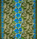 Triple Lily Border with tropical Flowers & Leaves Rayon Fabric | Islands Fabric