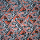 Grey/Orange Polynesian Tribal Triangle formation design Fabric