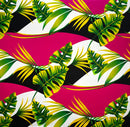 Fuchsia colored Split Leaf & Palm Fabric