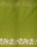 Olive colored Tiare & Swirls Double Border Polyester Glitter Fabric