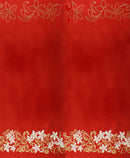 Red colored Tiare & Swirls Double Border Polyester Glitter Fabric