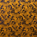 Yellow/Royal Tiare Swirls Fabric