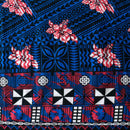 Royal colored Traditional Polynesian Geometric Flower Design Fabric