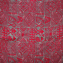 Gray & Fuchsia colored Traditional Polynesian Tapa Light Barkcloth Fabric