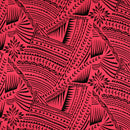 Pink & Black Traditional Polynesian Tattoo w/ Flower Flocking Fabric